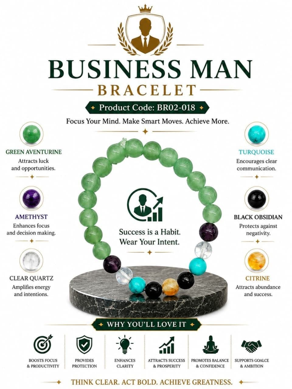 Business Man Bracelet – Aventurine, Amethyst and Citrine By Destiny Star Stores