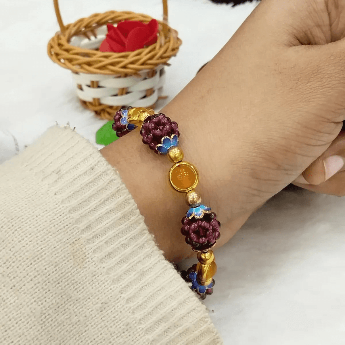 Brown Premium Grape Garnet Protection Strength wearer from Negativity Bracelet for Men & women