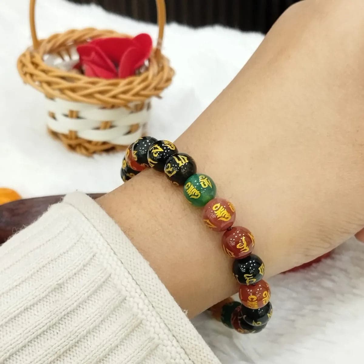 Multicolour Premium Om Mani Provide Protection From Negativity Energies Bracelet For Men & Women