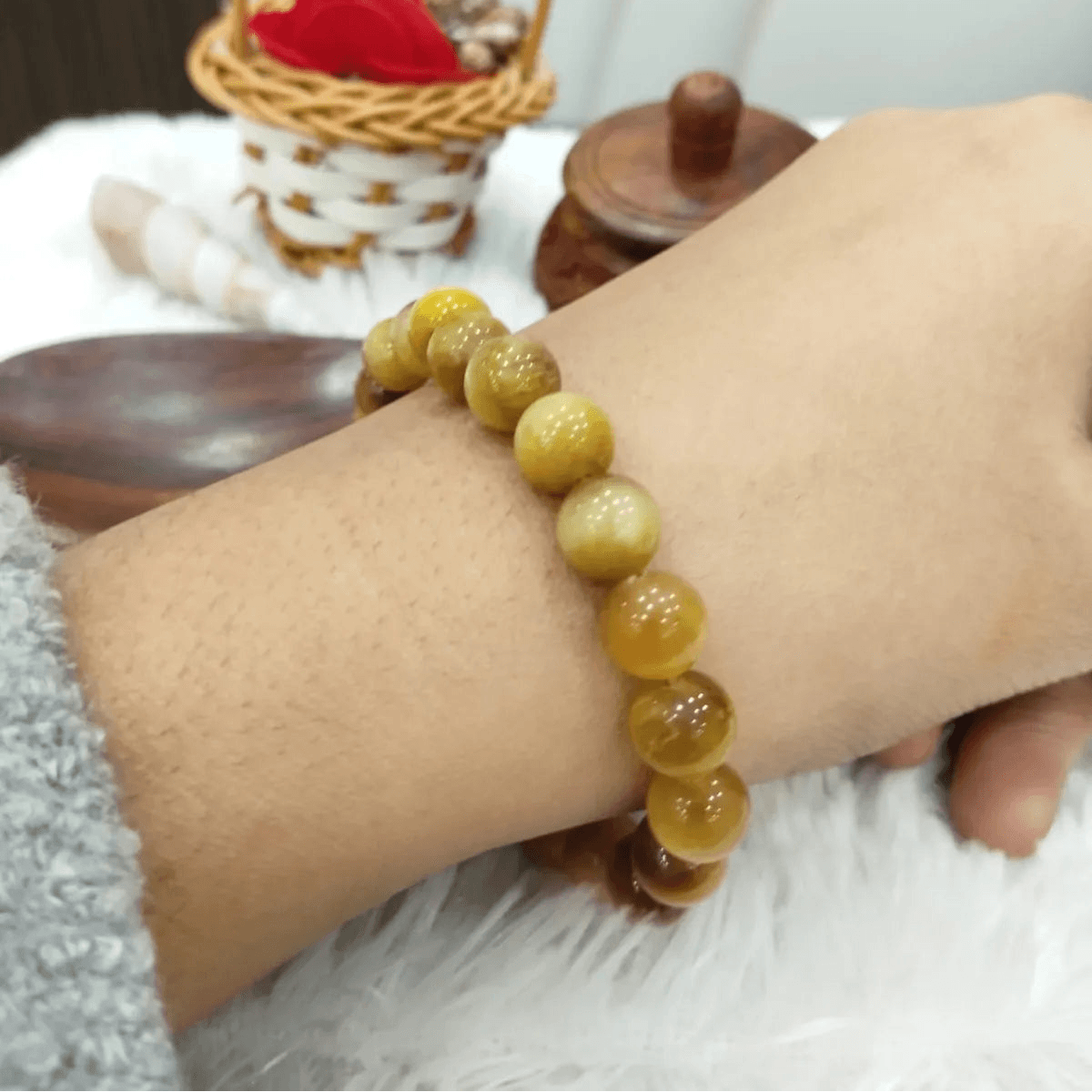Yellow Premium Cats Eye Bracelet Protection Against Negative Forces Bracelet For Men & Women