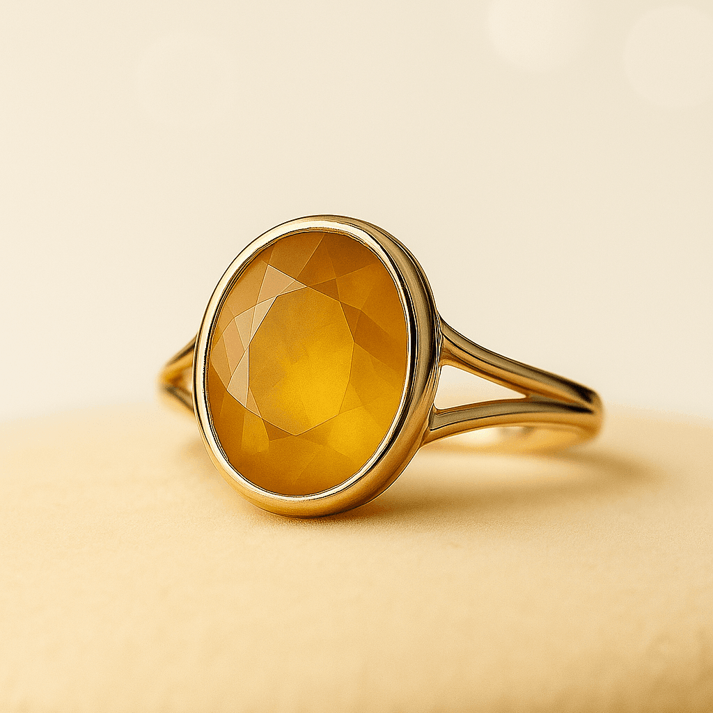 Natural Yellow Sapphire Silver Ring | Certified Pukhraj Gemstone Ring for Astrology | 925 Silver Adjustable Ring for Men & Women|