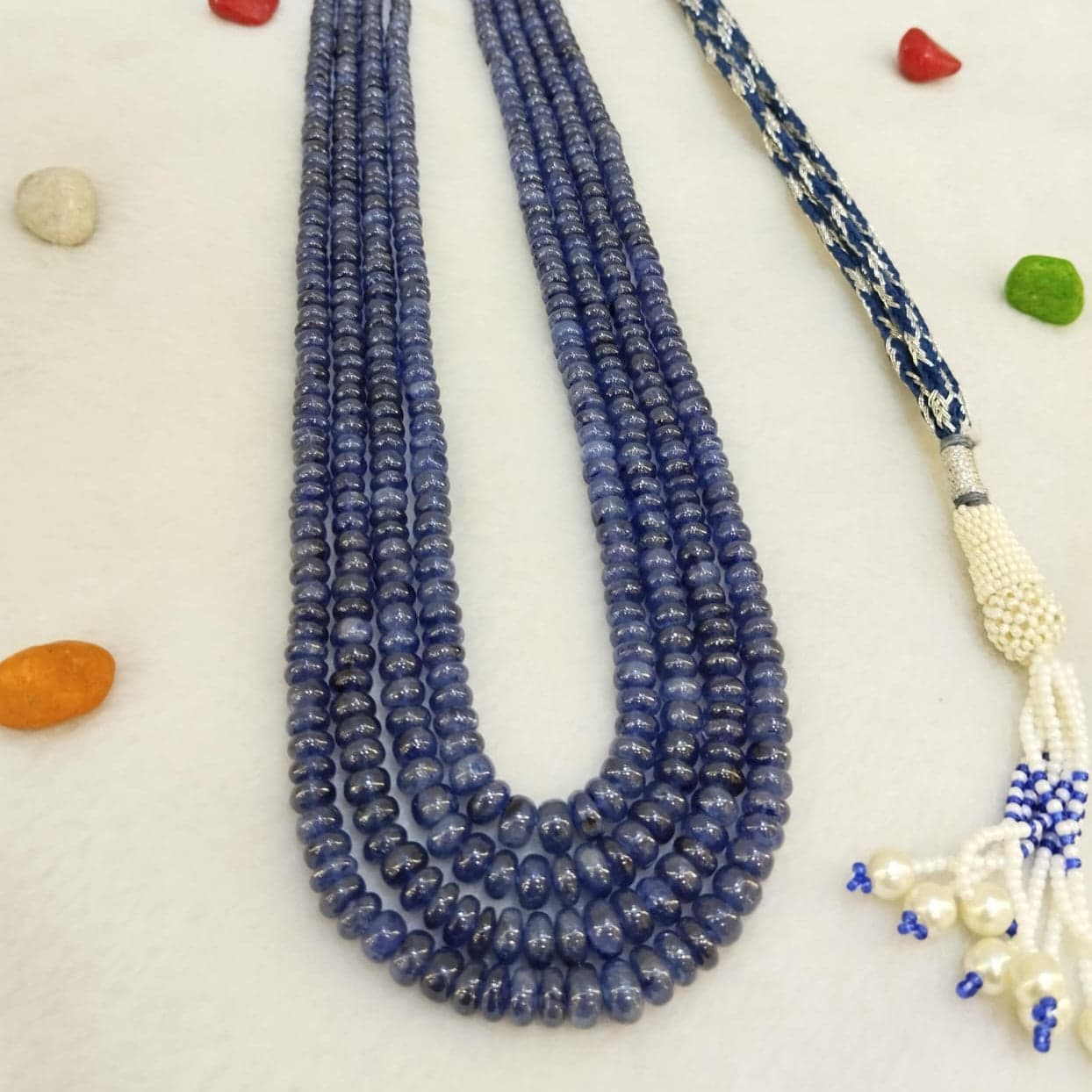 Natural Four Line Blue Sapphire Necklace: Elegance Meets Timeless Beauty